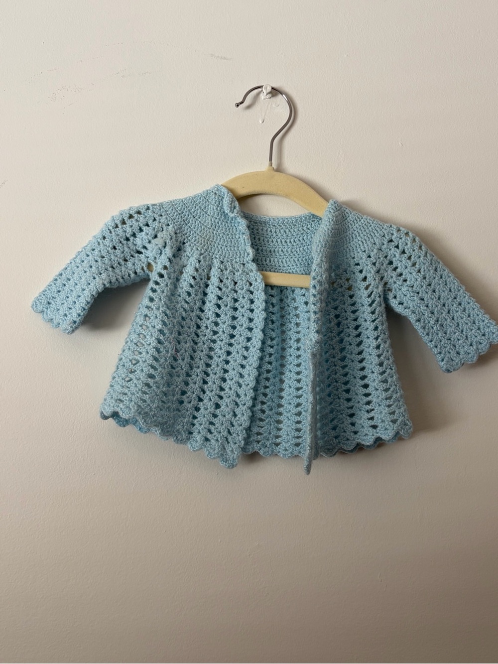 Handmade Baby Crochet Cardigan - Light Blue